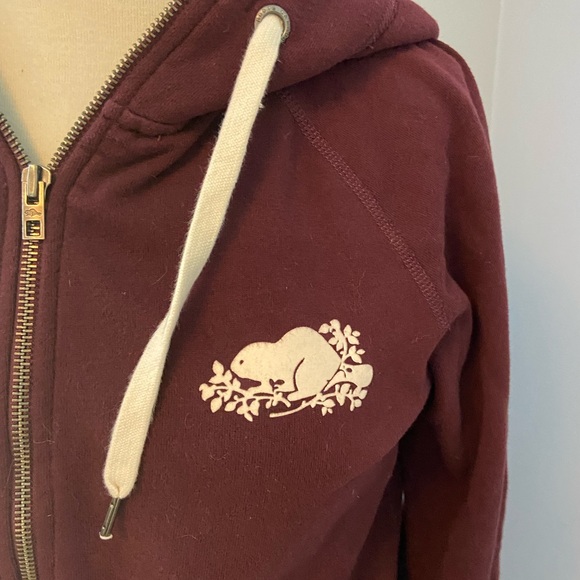 Roots zip up hoodie in maroon sz L - Picture 3 of 5